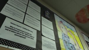 A display showing students view on the "Hidden Figures" book and what it means.