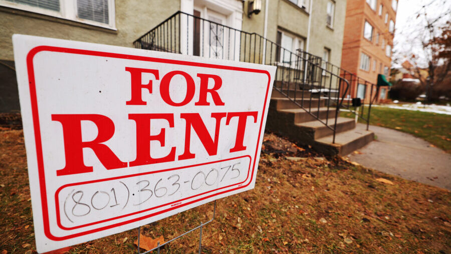 A "For rent" sign at a property in the Salt Lake City on Friday, Jan. 6, 2023. (Scott G. Winterton,...