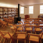 The assembly room on the upper floor of the reconstructed red brick store. Photograph by Val Brinkerhoff. In the assembly room, the Female Relief Society of Nauvoo was organized on March 17, 1842. (The Church of Jesus Christ of Latter-day Saints)