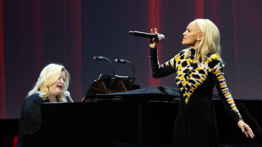 Singer and Actress Kristin Chenoweth, right, and Mary-Mitchell Campbell perform during RootsTech at...