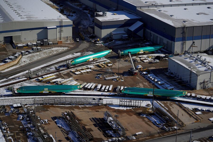 Boeing fuselages leave the supply line for further construction....