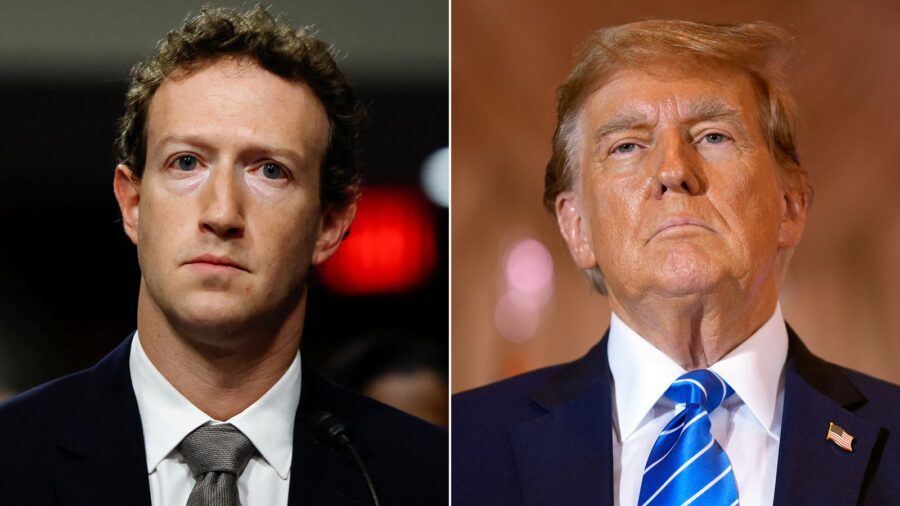 Left: Meta's CEO Mark Zuckerberg; right: Republican presidential candidate and former President Don...
