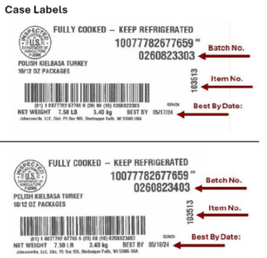 Sausage recall labels