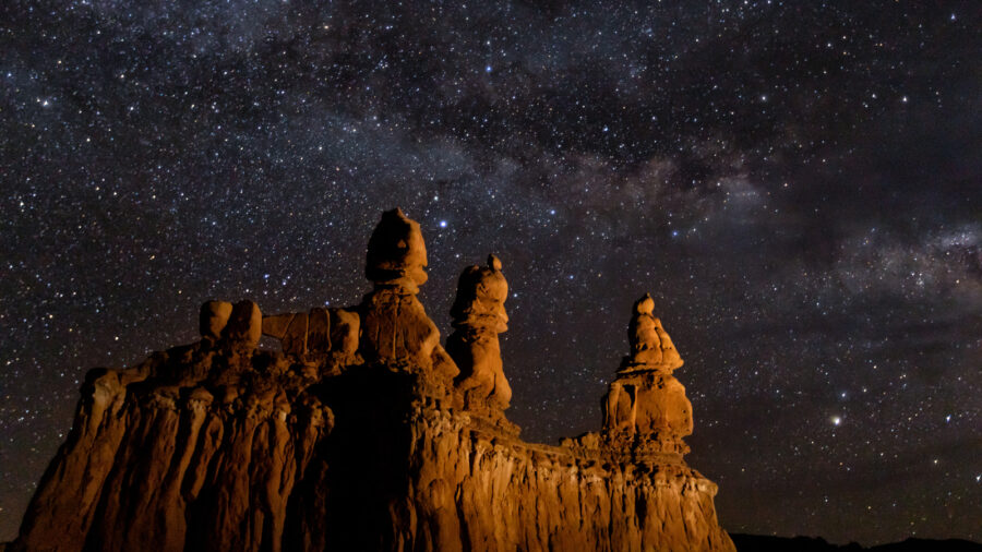 The Milky Way is seen over Goblin Valley in 2019. (Angie Payne via Utah Office of Tourism)...