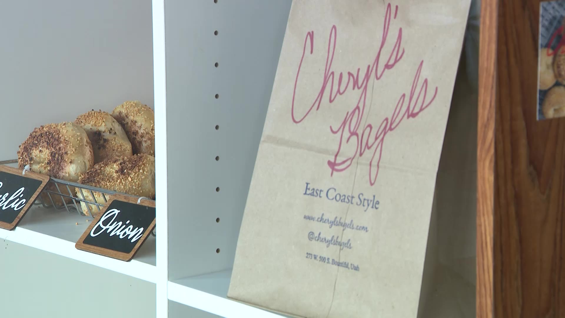 A bagel bag for "Cheryl’s Bagels East Coast Style" in Bountiful....