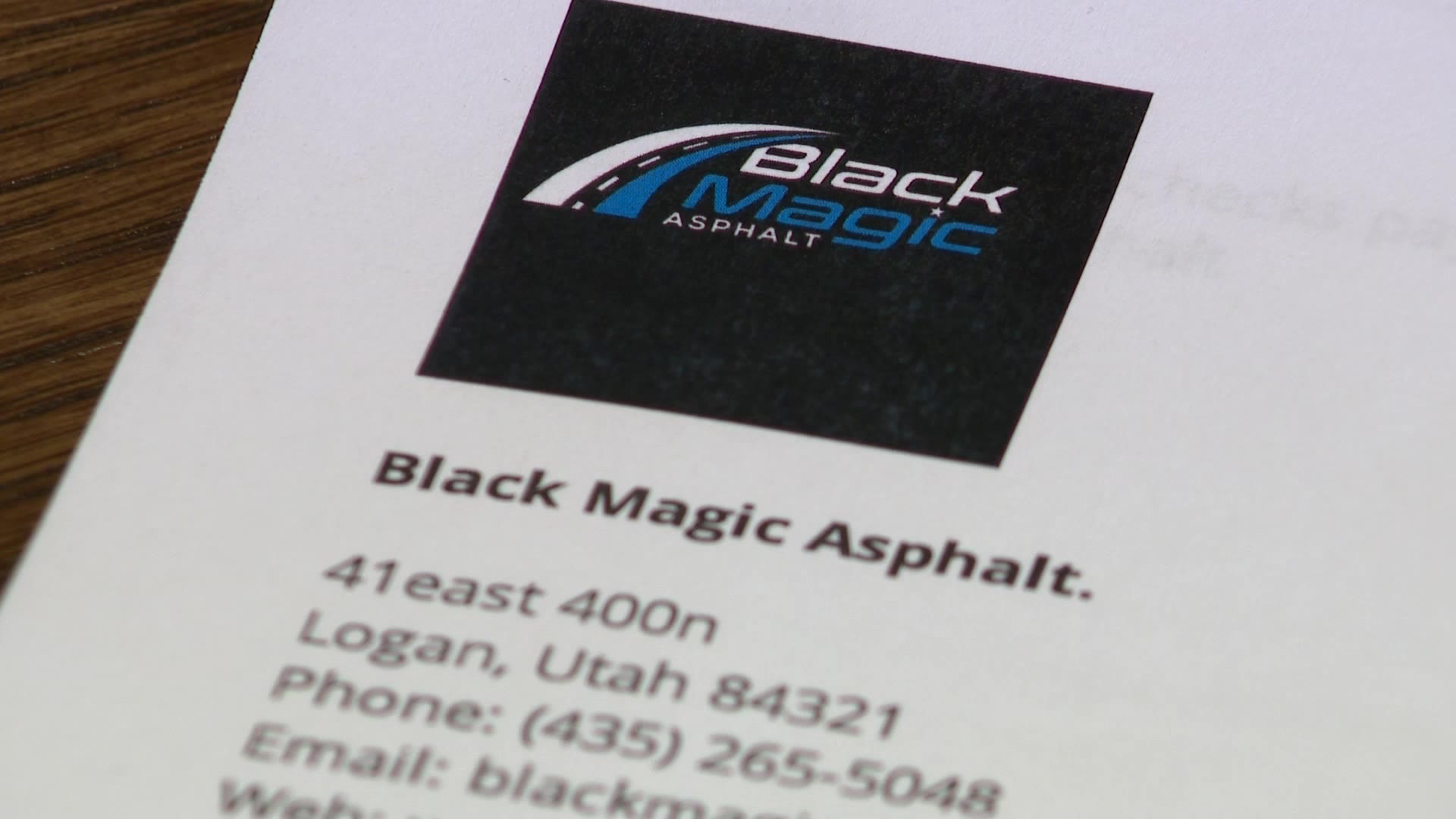 The Black Magic Asphalt logo on documents that were exchanged with El Cholo’s Manuel Jacquez....