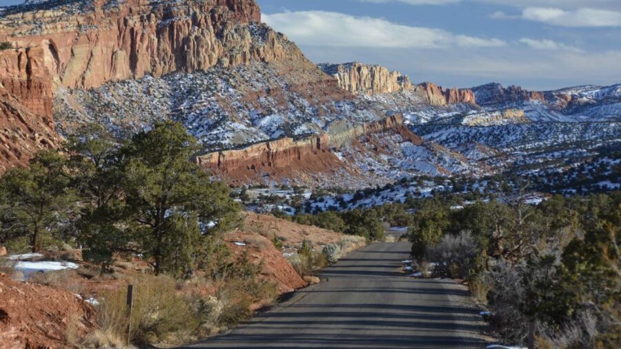 An updated photo of Scenic Drive within Capitol Reef National Park. Parts of the road will be close...