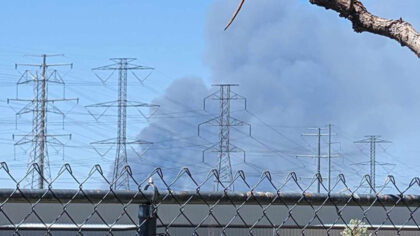 Smoke of the controlled burn near Antelope Island