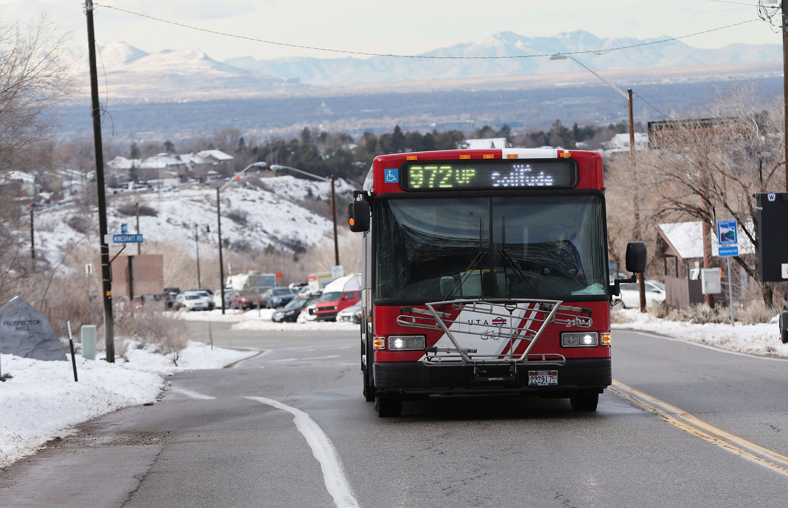 FILE: A Utah Transit Authority ski bus drives up Big Cottonwood Canyon on Wednesday, Jan. 11, 2023....