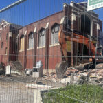The 5th Ward meetinghouse was damaged on Easter Sunday before the demolition was haled. (Shelby Lofton, KSL TV)