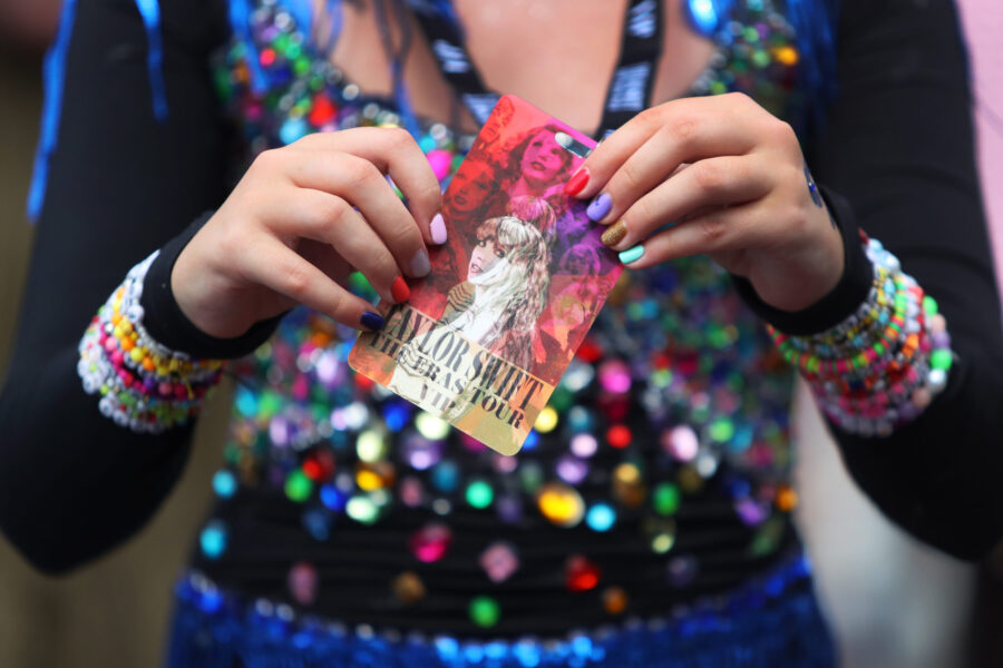 SYDNEY, AUSTRALIA - FEBRUARY 23: A young fan displays her ticket for Taylor Swift's first Sydney co...