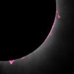 DALLAS, TX - APRIL 8: In this NASA handout, prominences from the sun are shown during a total solar eclipse that swept across a narrow portion of the North American April 8, 2024 as seen from Dallas, Texas. (Photo by Keegan Barber/NASA via Getty Images)