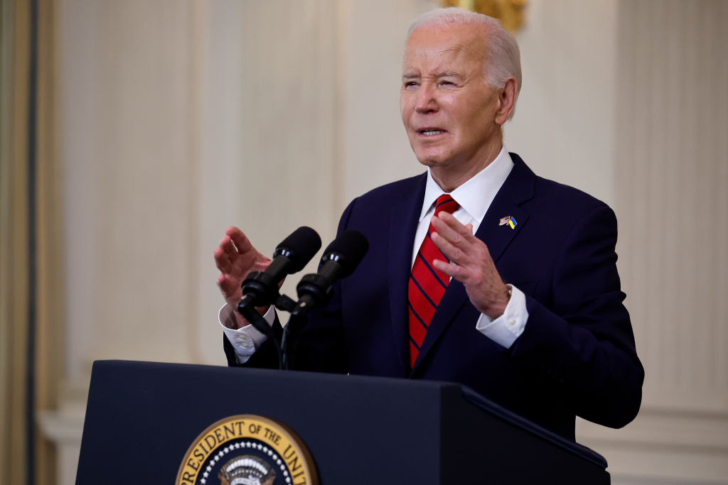 WASHINGTON, DC - APRIL 24: U.S. President Joe Biden delivers remarks after signing legislation givi...