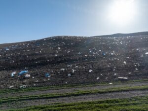 Trash scattered across a Logan farmer's land.