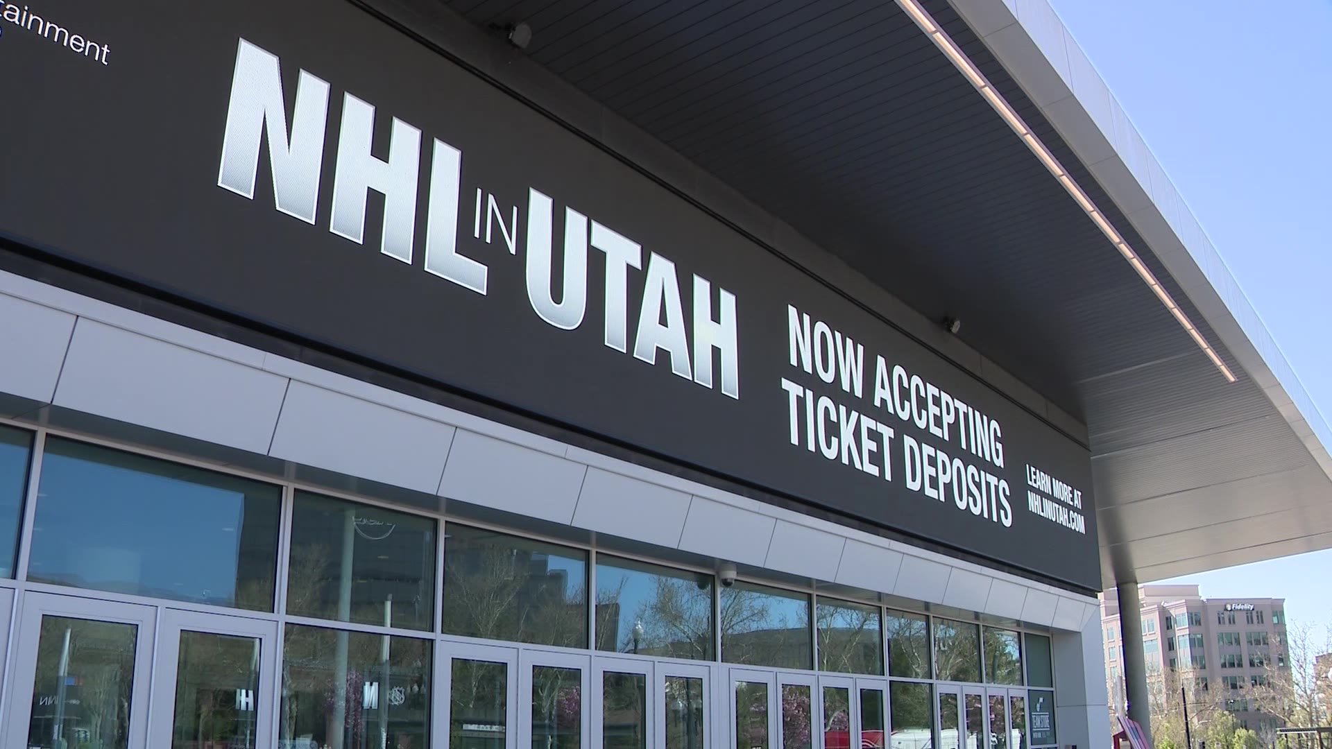 Signs on the Delta Center welcoming the NHL to Utah...