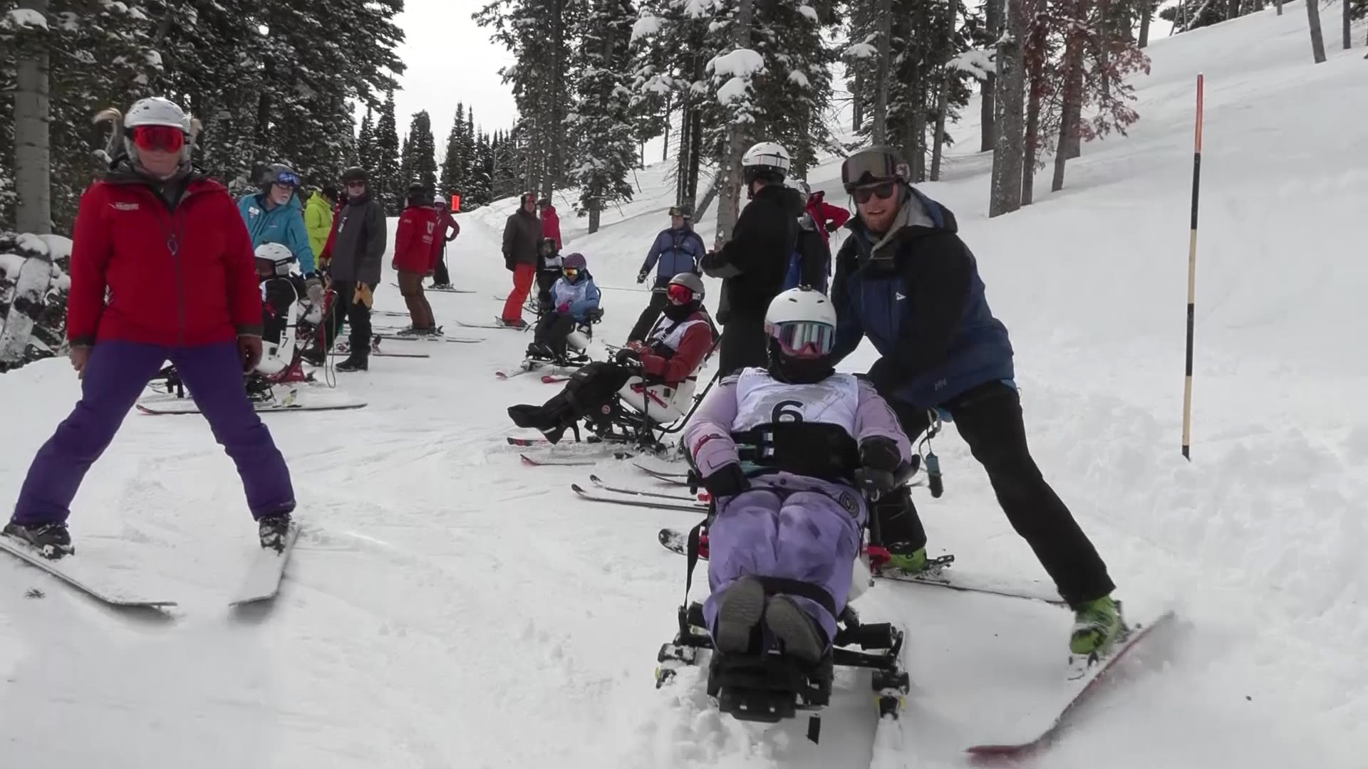 The entrants in the 2024 Brian McKenna TetraSki Express getting ready to go down the slopes....