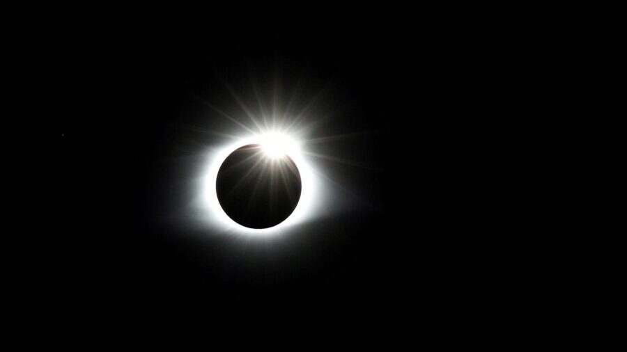 The solar eclipse creates the effect of a diamond ring during the 2017 solar eclipse, as seen from ...
