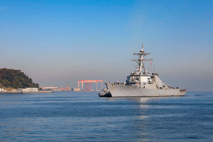 This photo from the US Navy shows the USS Higgins in Yokosuka, Japan, in November 2022. (Mass Commu...