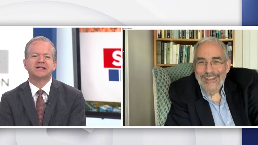 Rabbi Brad Hirschfield and Boyd Matheson speaking together remotely for KSL TV's Sunday Edition sho...