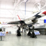 A Thunderbird F-16 in a new hangar at Hill Aerospace Museum. (KSL TV) 