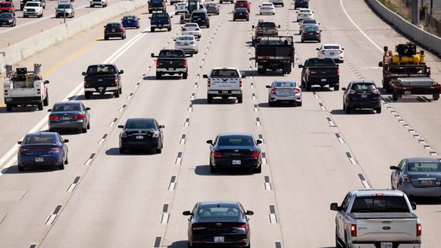 Traffic moves on I-15 in Salt Lake City on Thursday, May 18, 2023. (Spenser Heaps, Deseret News)...