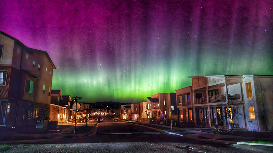 The northern lights over Park City, Utah on May 11, 2024....