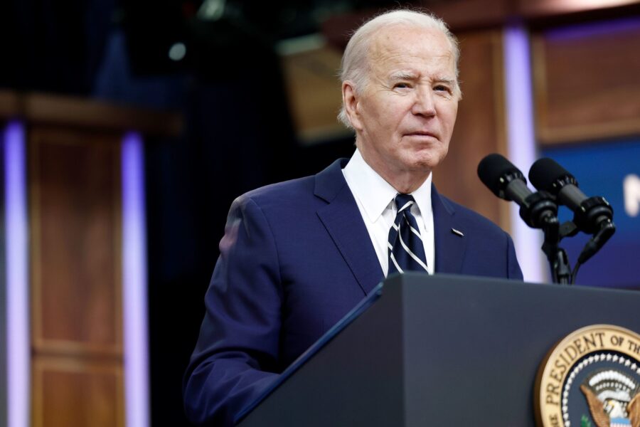 President Joe Biden gives remarks virtually to the National Action Network Convention last month. B...