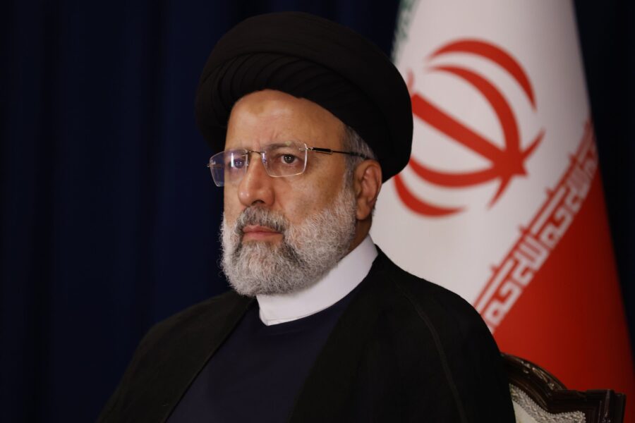 FILE - Iranian President Ebrahim Raisi is pictured in New York in September 2023. A helicopter carr...