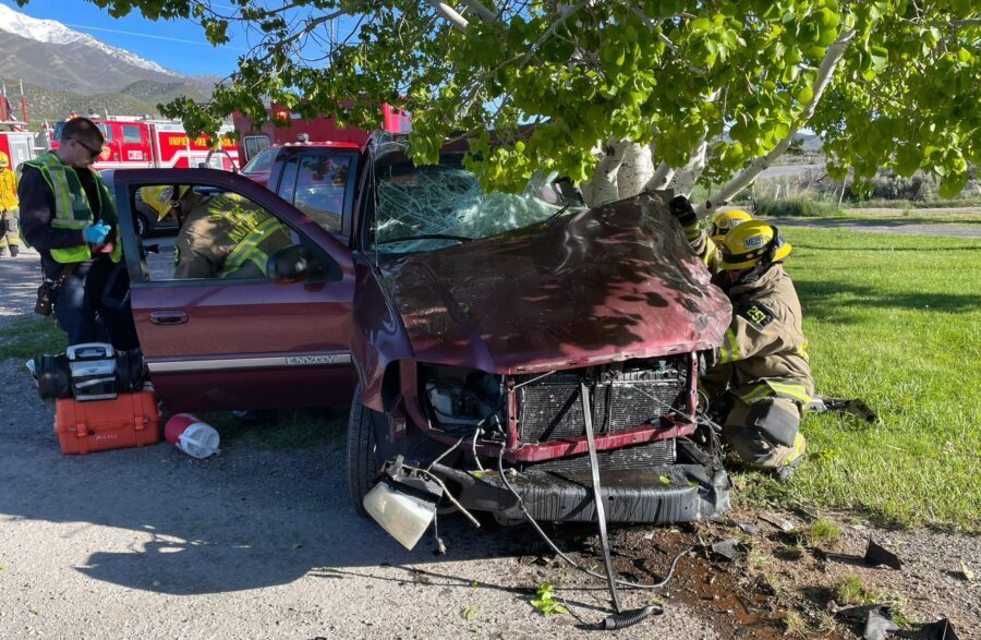 Car involved in fatal crash in Cedar Fort (Courtesy: Utah County Sheriff’s Office)...