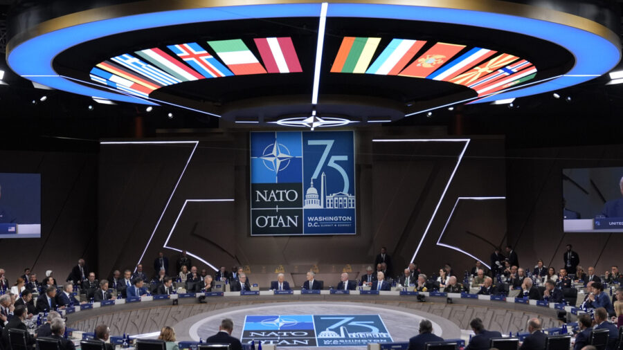 President Joe Biden speaks during the opening session of the NATO Summit, Wednesday, July 10, 2024,...