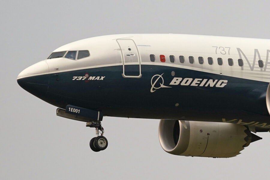 A Boeing 737 Max jet, piloted by Federal Aviation Administration (FAA) chief Steve Dickson, prepare...