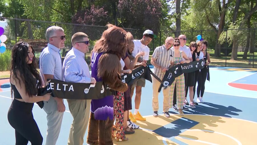 Salt Lake City and Utah Jazz unveil renovated basketball court at Liberty Park