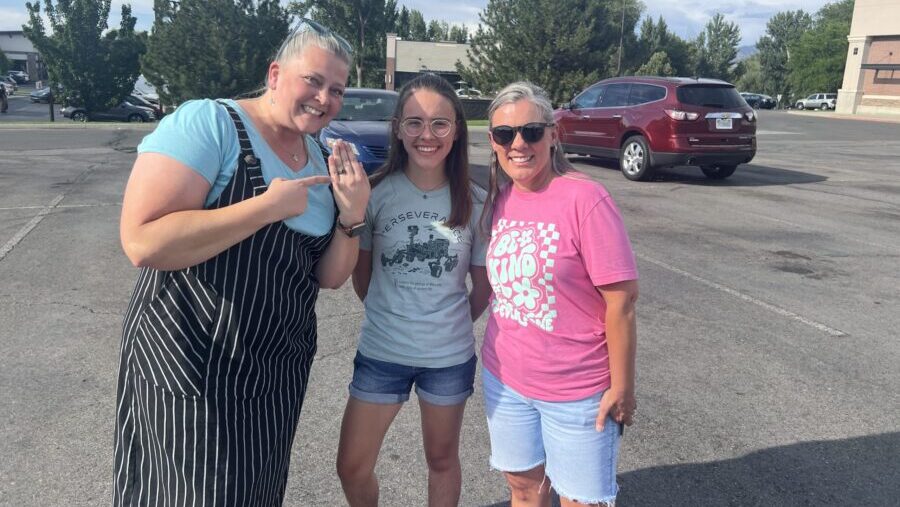 Lindsay Boulter, left, lost her high school class ring two decades ago. Aubrey Smith, right, was re...