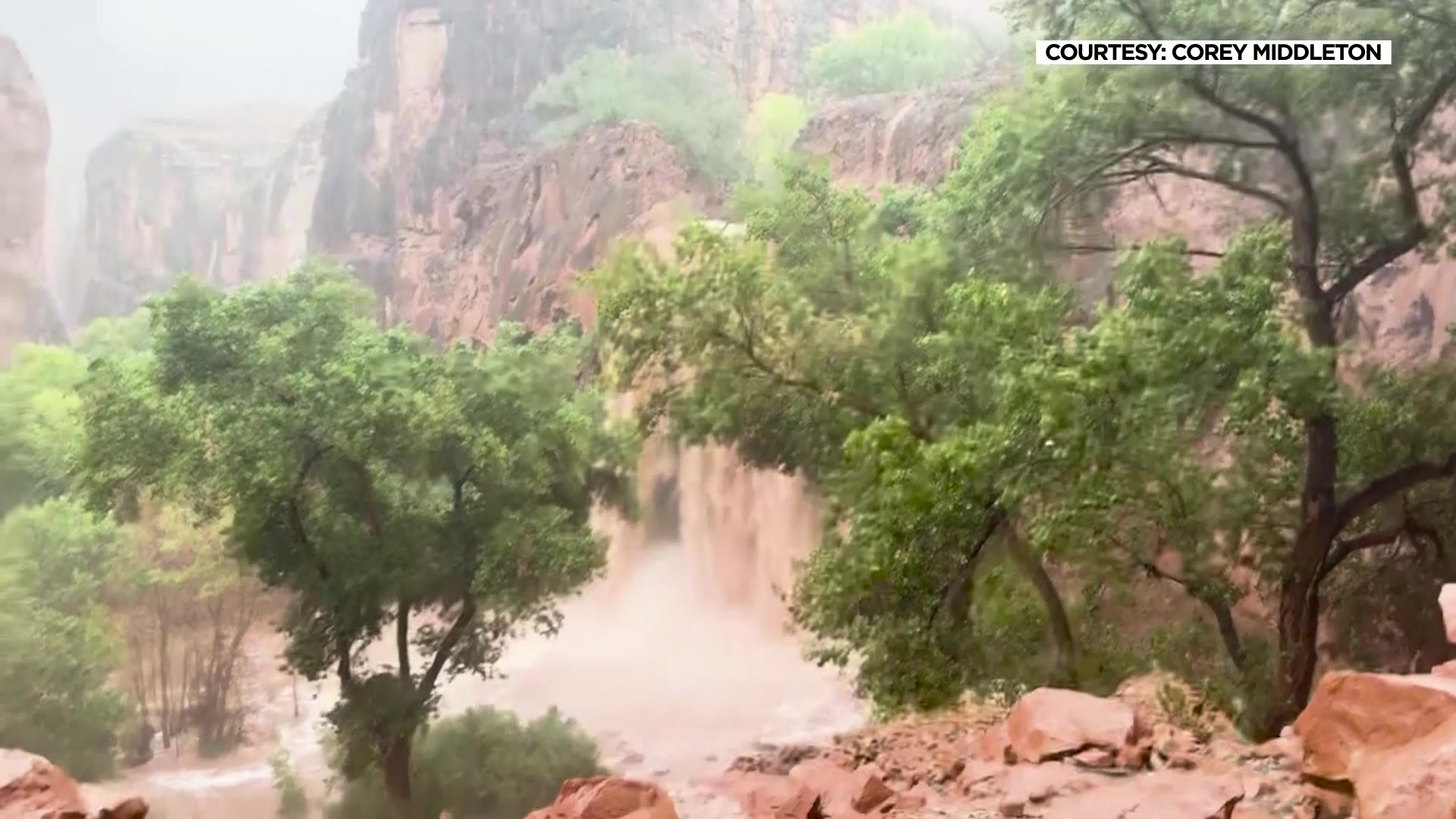 Utah man captures extreme flooding in Havasu Falls area of Arizona