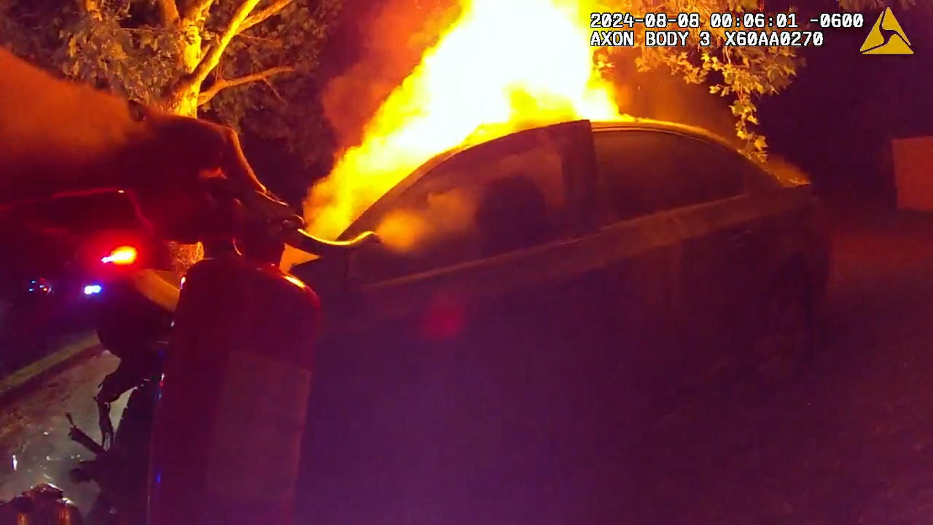 Video shows heroic effort to save teenager after fiery car crash in the Highlands