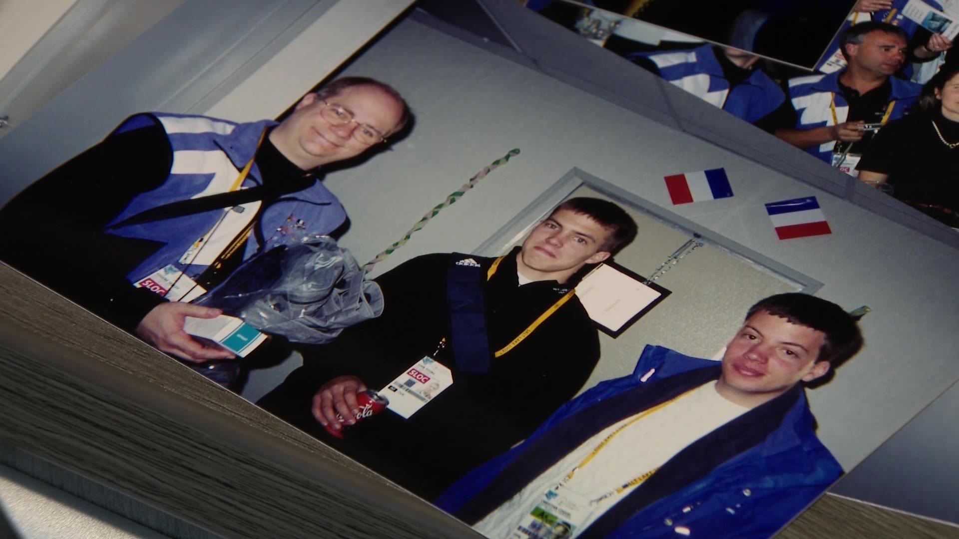 Dan Chappell (middle) with other BYU students and Olympic staff at the 2002 Winter Olympics as inte...