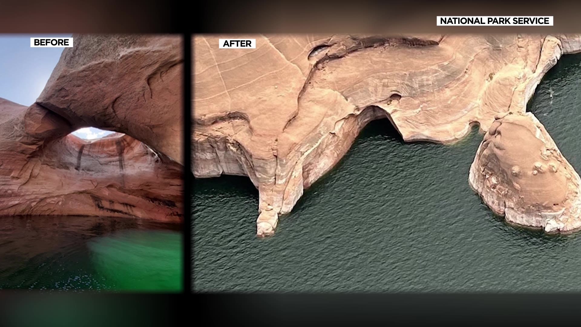 Boaters describe rockfall before 'crazy' arch collapse on Lake Powell