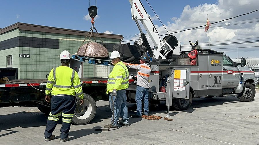 The 6,000-pound copper “button” that was recovered from a business owner who purchased it from ...