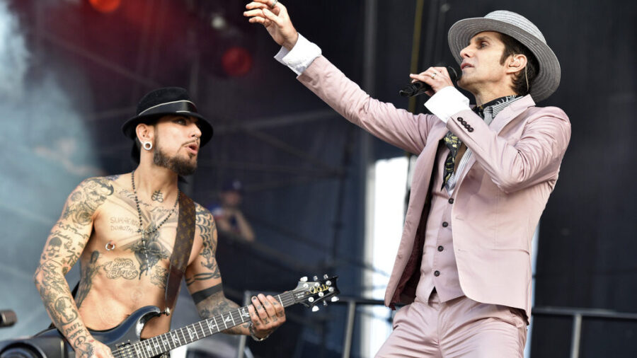 FILE - Dave Navarro, left, and Perry Farrell of Jane's Addiction perform at Lollapalooza on July 30...