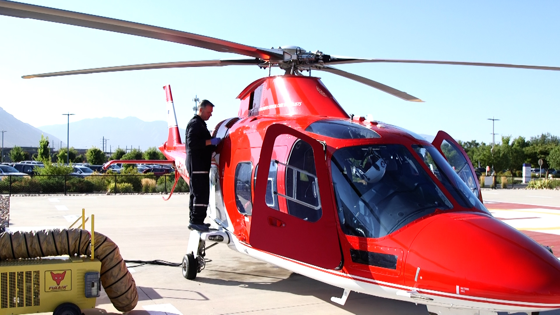 Intermountain Life Flight crews prepare to take off at Utah Valley Hospital....