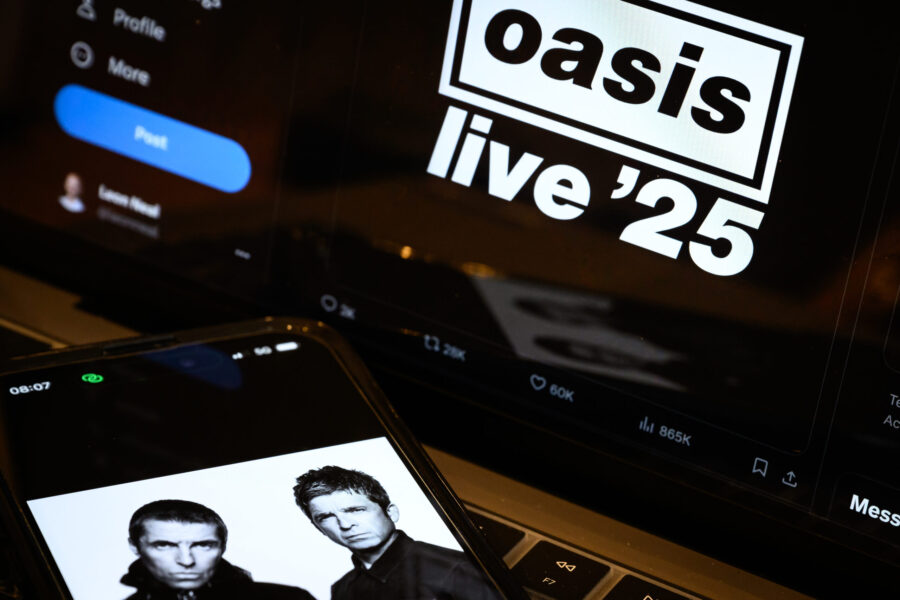 LONDON, ENGLAND - AUGUST 27: In this photo illustration on X, formerly Twitter, Oasis announce thei...