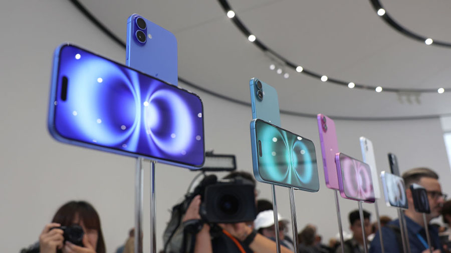 The new iPhone 16 Pro Max is displayed during an Apple special event at Apple headquarters on Septe...