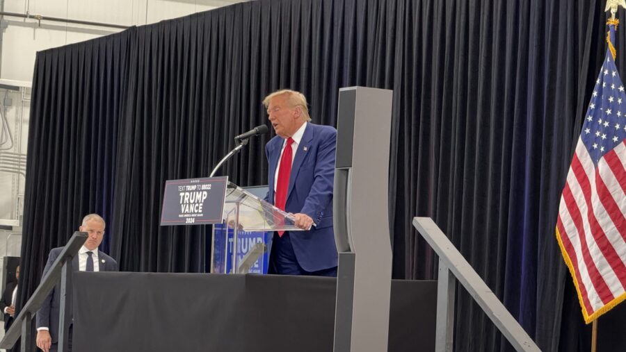 Former President Donald Trump made a brief appearance in Utah on Saturday, speaking to private dono...