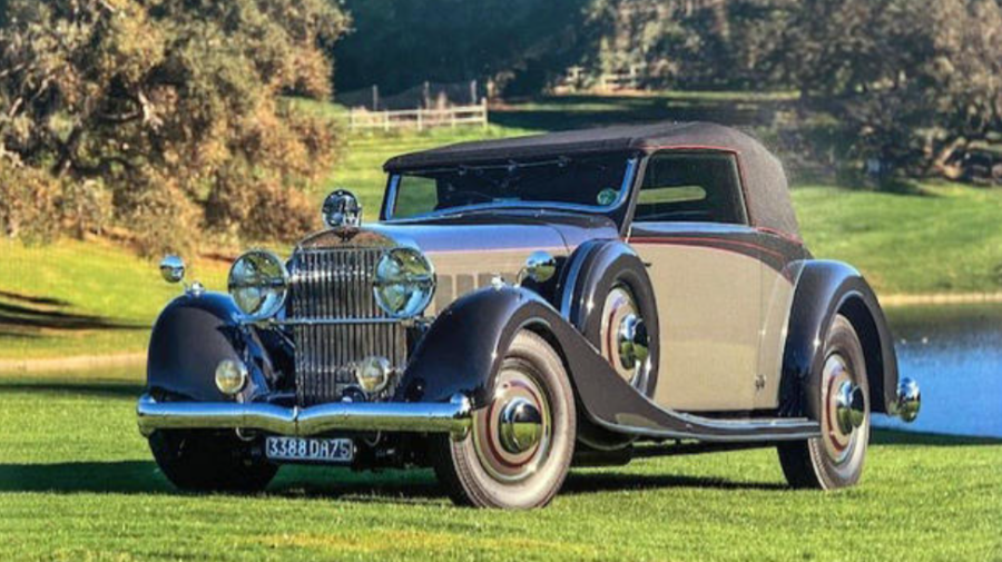 A 1934 Hispano-Suiza J12 Vanvooren Cabriolet, valued at an estimated $2 million, was destroyed by f...