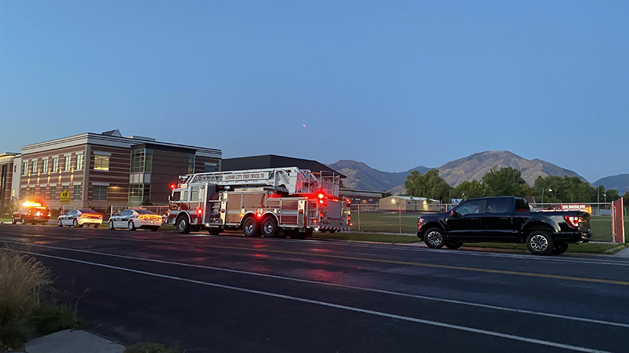 First responders near Ellis Elementary School, responding to a 2-year-old girl who was pulled from ...