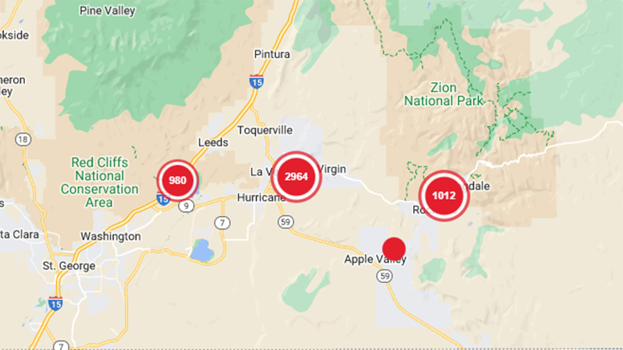 The Rocky Mountain Power website showing the outage....