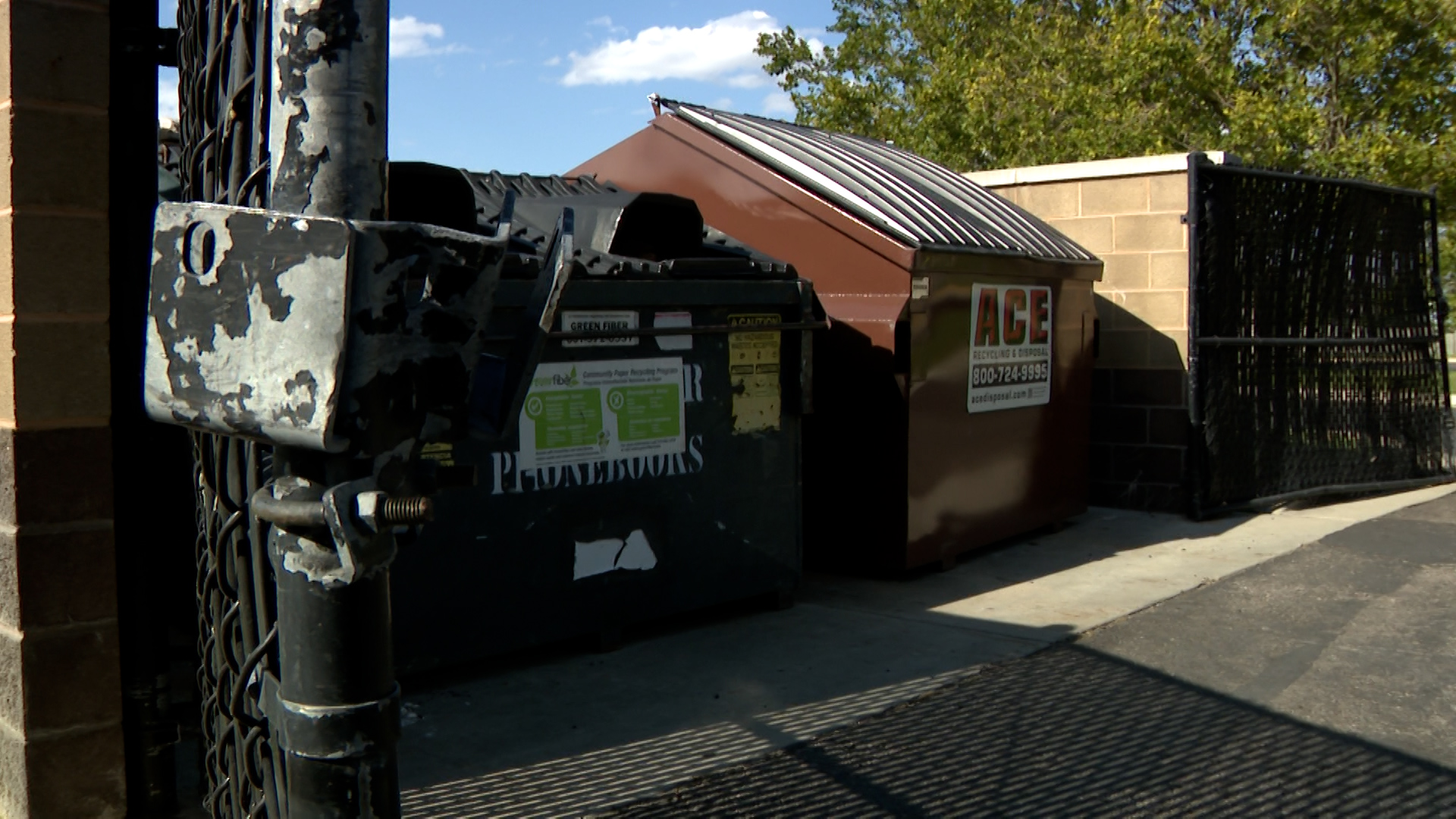 One of the community recycling bins that's being discontinued due to residents dumping....