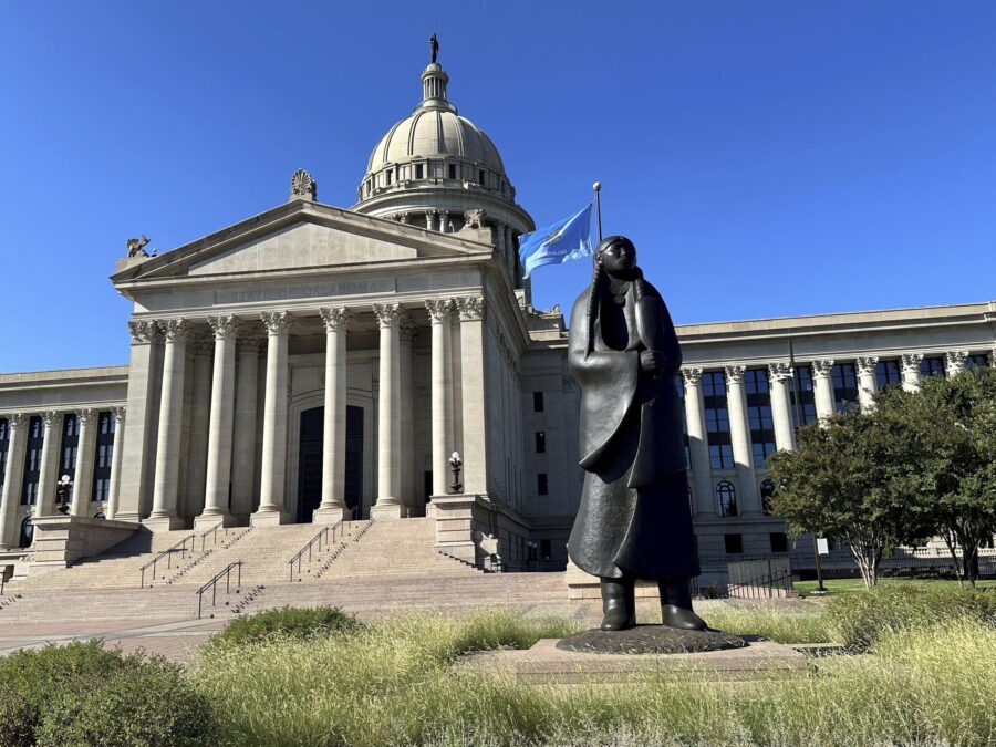 The Oklahoma State Election Board Office inside the state Capitol in Oklahoma City, was one of at l...