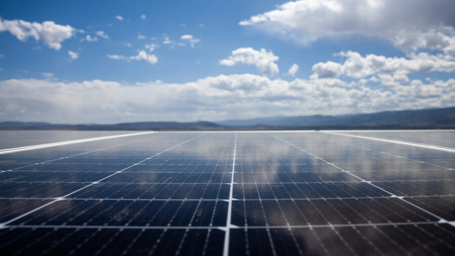 A shining example of renewable power in Utah: A photovoltaic panel shines in the sun at the Appaloo...