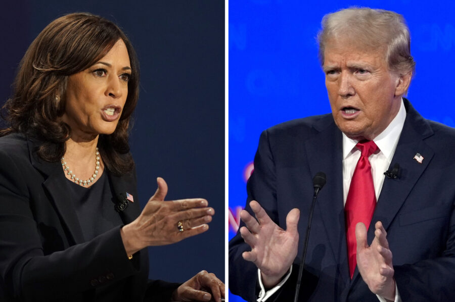 FILE - In this combination image, Democratic vice presidential candidate Sen. Kamala Harris, D-Cali...